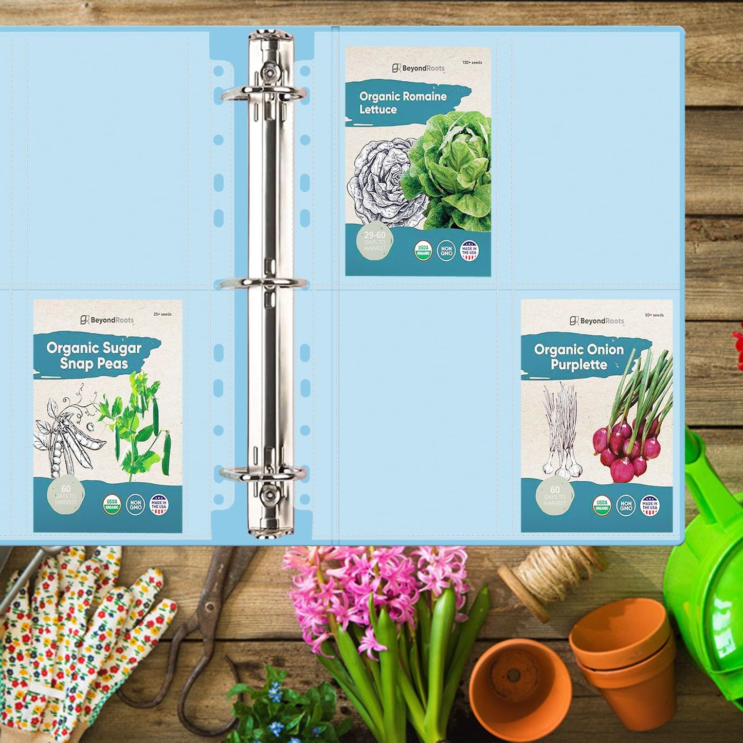 60 Pack 240 Pockets Seed Packet Sleeves, Garden Seed Storage Organizer Pages for 3 Ring Binder, Slot Size 3.5"x 5", Sleeves for Seed Protector Holder Container, Postcards Photos Cards