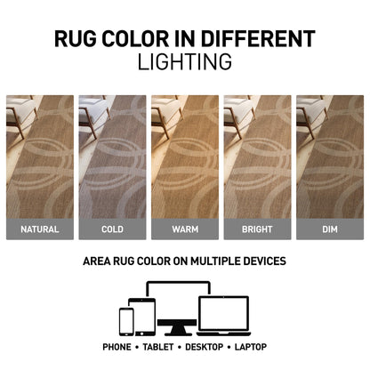 Rugshop Abstract Indoor Outdoor Flat Woven Area Rug,Natural Jute-Style,Easy-Care Patio Rug for Backyard Porch Deck Balcony, 4' x 6' Sand/Natural