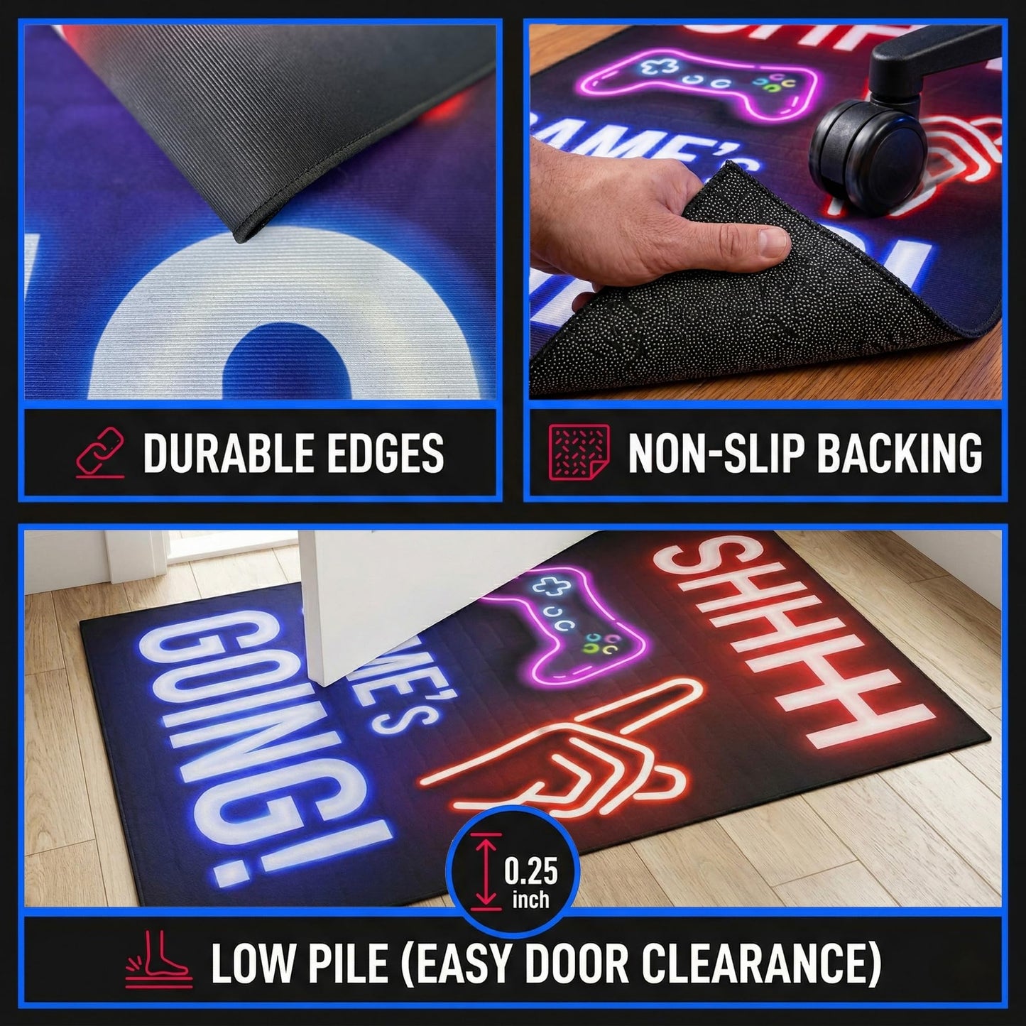Osimiccp Gaming Rug for Room,3'x5' Non Slip Cool Gamer Rugs for Bedroom Livingroom Game Room Decor
