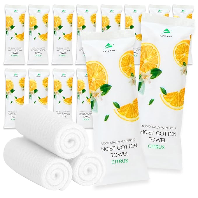 30 Hot or Cold Wrapped Moist Towels –9'' x 9" Moist Towelettes Individually