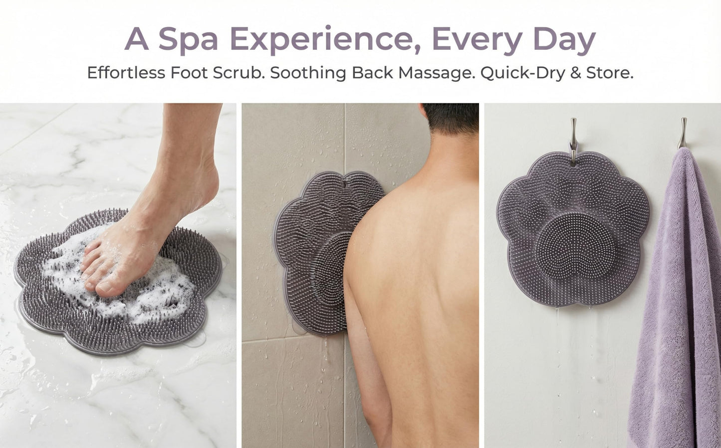 Foot Scrubber Mat for Use in Shower - Shower Foot Cleaner Dead Skin, Foot Massager Spa Mat for Men & Women to Soothe Achy Feet, Non Slip Suction Cups