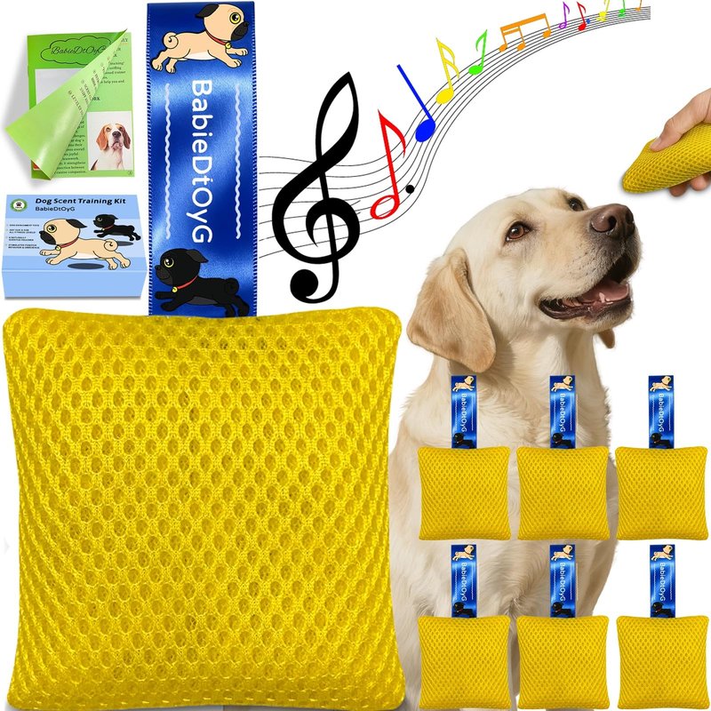BabieDtOyG Dog Scent Training Kit with Squeaky Sound – Interactive Nose Work Toys for Dogs, Hide & Seek Scent Games | Mental Stimulation, Anxiety Relief & Obedience Training for All Ages (Yellow)