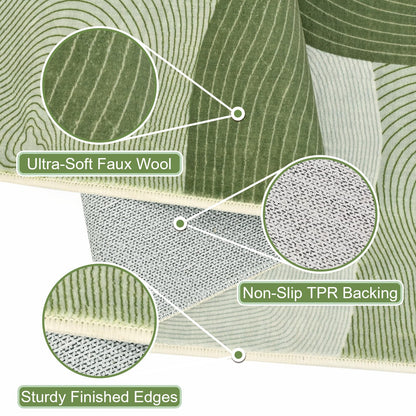 Yinhua Abstract Area Rug 5x7, Green Living Room Rug Washable Modern Rugs Non Slip, Soft Area Rugs Low Pile, Faux Wool Carpet for Bedroom, Dining Room, Green