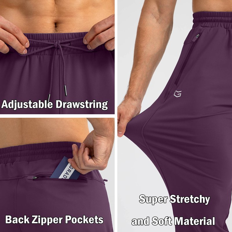 G Gradual Men's Sweatpants with Zipper Pockets Tapered Joggers for Men Athletic Pants for Workout, Jogging, Running (Wine Red, X-Large)