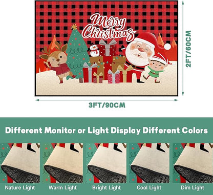2' X 3' Merry Christmas Rug,Christmas Trees Decorative Indoor Bedroom Xmas Winter Welcome Door Mat Anti-Slip Rubber Area Rug for Seasonal Holiday Decoration,23.6" X 35.4"