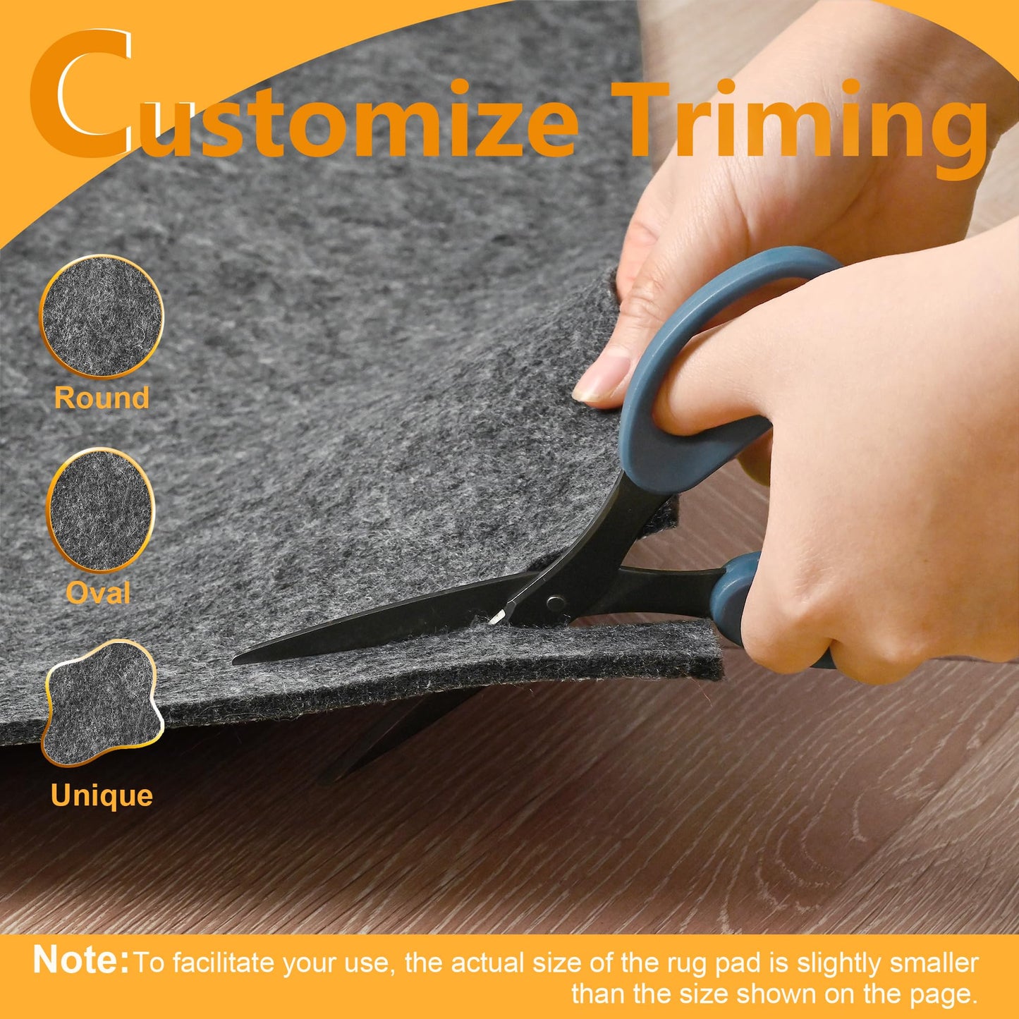 5x7 Non Slip Rug Pad Gripper, 1/4" Thick Cushioned Carpet Pads for Hardwood Floors, Felt and Silicone Backing, Under Area Rugs Anti Skid Mat Keep Rugs in Place