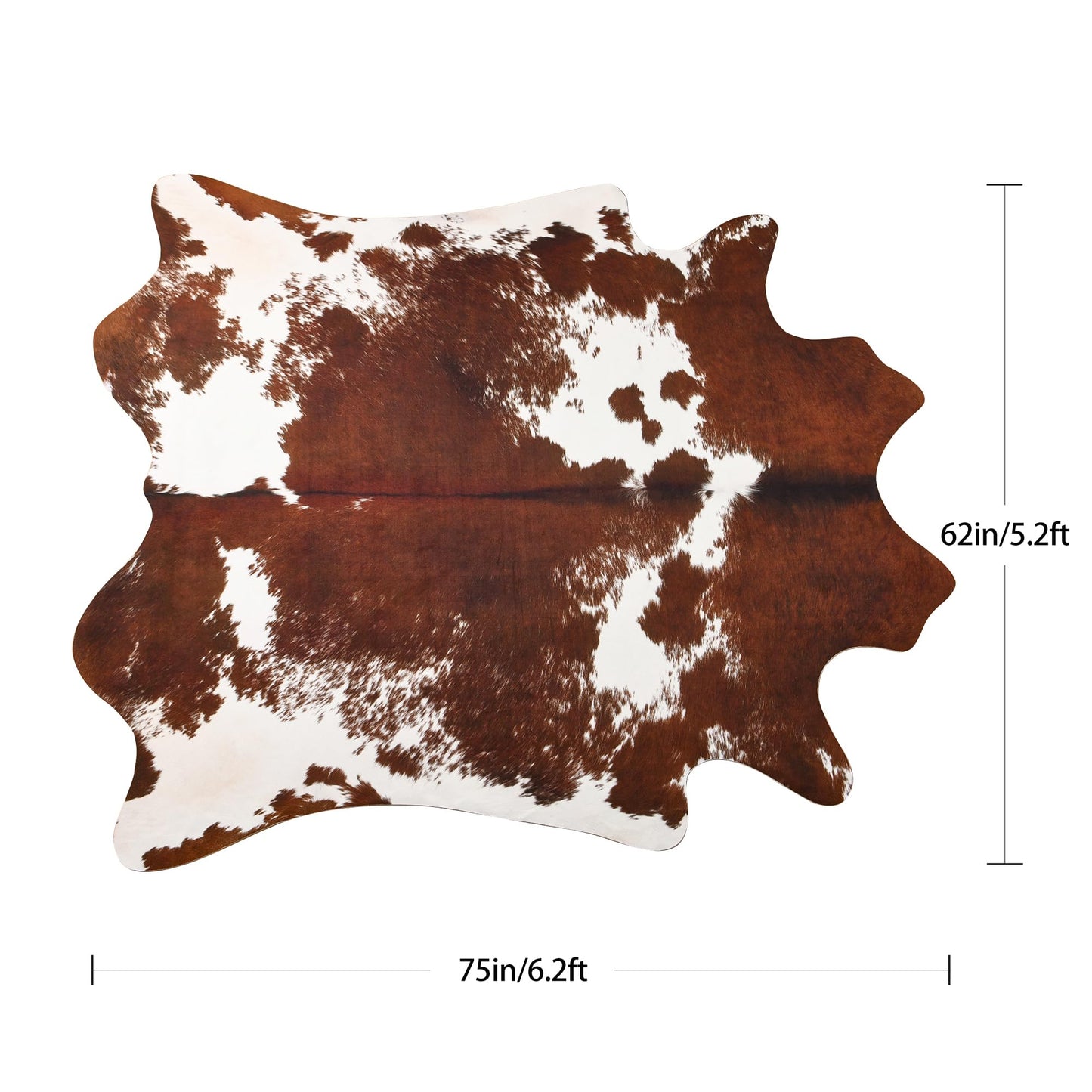 LYENDOS Cowhide Rug 5.2 x 6.3 Feet, Cow Hide Durable No-Slip Backing, Faux Cowhide Thickened Elastic, for Bedroom Living Room Home Office Western Decor