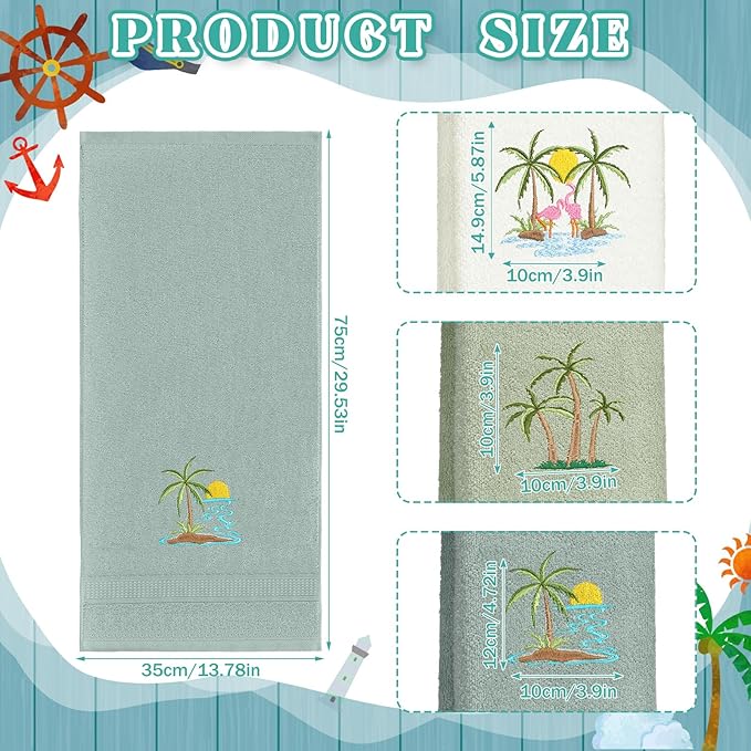 3 Pack Summer Palm Tree Hand Towels