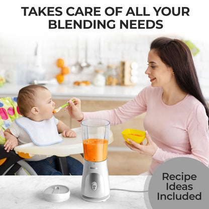 Mueller Smoothie Blender for Smoothies - Personal Blender for Shakes, Frozen Drinks, Baby Food & More, 15oz Travel Cup and Lid, Durable Stainless Steel Blades for Powerful Blending Performance, Black