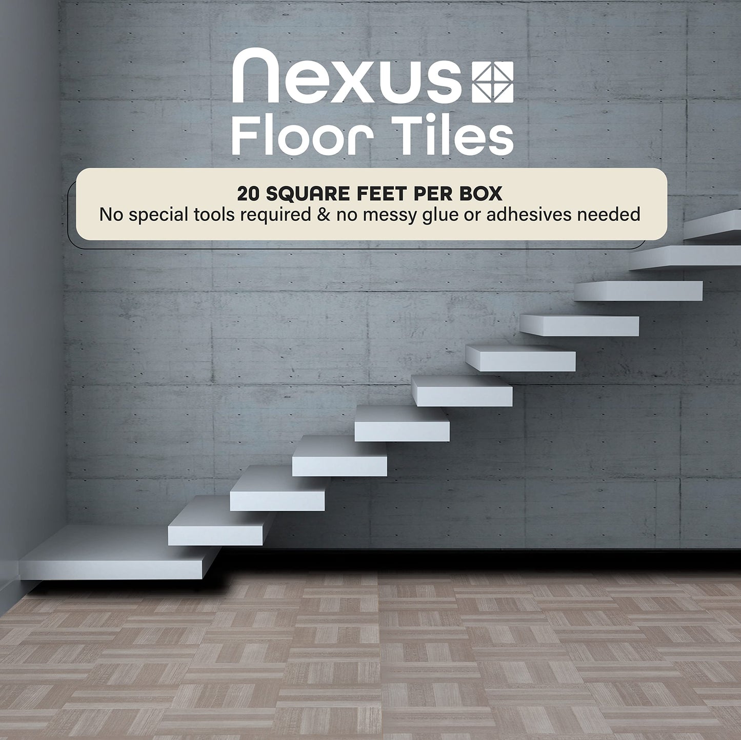 Nexus Self Adhesive 12-Inch Vinyl Floor Tiles, 20 Tiles - 12" x 12", Ash Grey Wood Pattern - Peel & Stick, DIY Flooring for Kitchen, Dining Room, Bedrooms & Bathrooms by Achim Home Decor