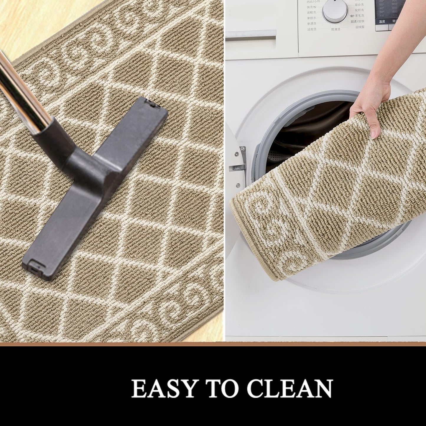 HEBE Indoor Door Mat 24"x36" Non Slip, Washable Welcome Mats for Front Door Entrance, Low Profile Dirt Trapper Doormat Entry Carpet for Entryway, Kitchen, Bathroom