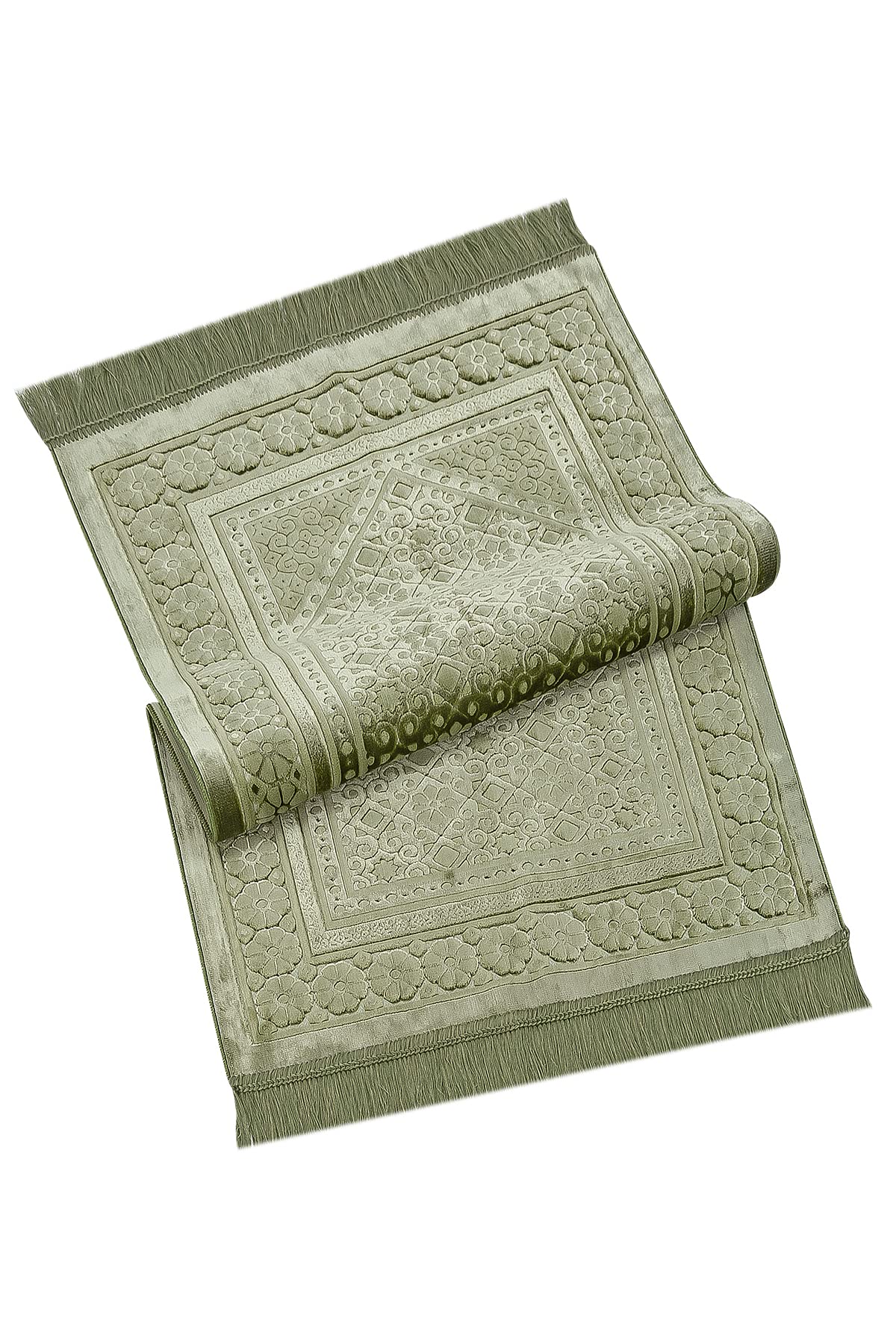 ihvan online, Soft Plush Lux Velvet Muslim Prayer Rug | Thick Janamaz | Sajadah | Soft Islamic Prayer Rug | Islamic Gifts | Prayer Carpet Mat, Elegant, Color: Green