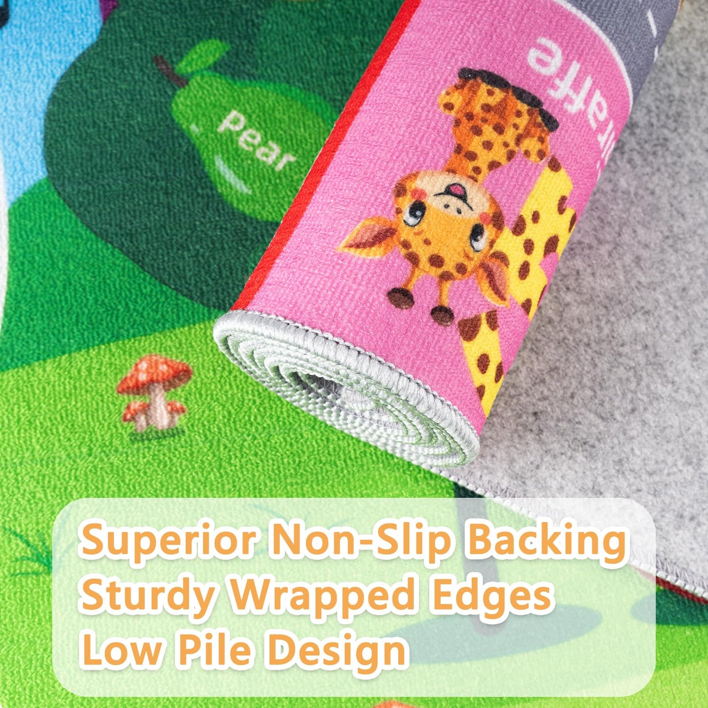VSIWB Kids Rug for Playroom Educational ABC Rug Washable Play Mat Learning Alphabet Animals Numbers Non-Slip Soft Kids Carpet for Baby Toddler Classroom Nursery Bedroom Decor 3x5