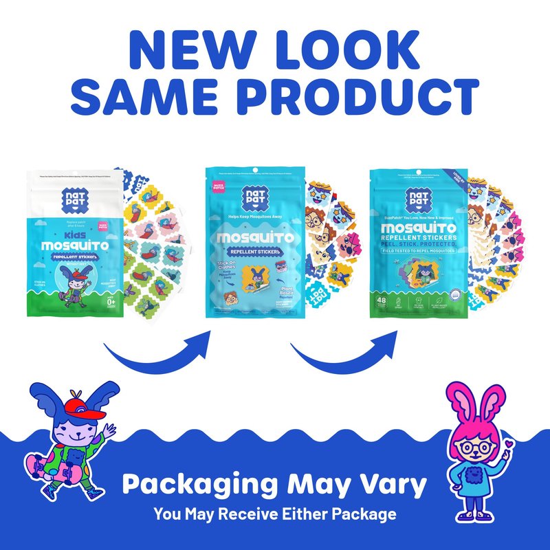 NATPAT Buzz Patch Mosquito Patch Stickers for Kids - Plant Based Ingredients, Non-Toxic - The Original All Natural Citronella Essential Oil Insect Patch, DEET Free, for Toddlers, Kids (48 Pack)
