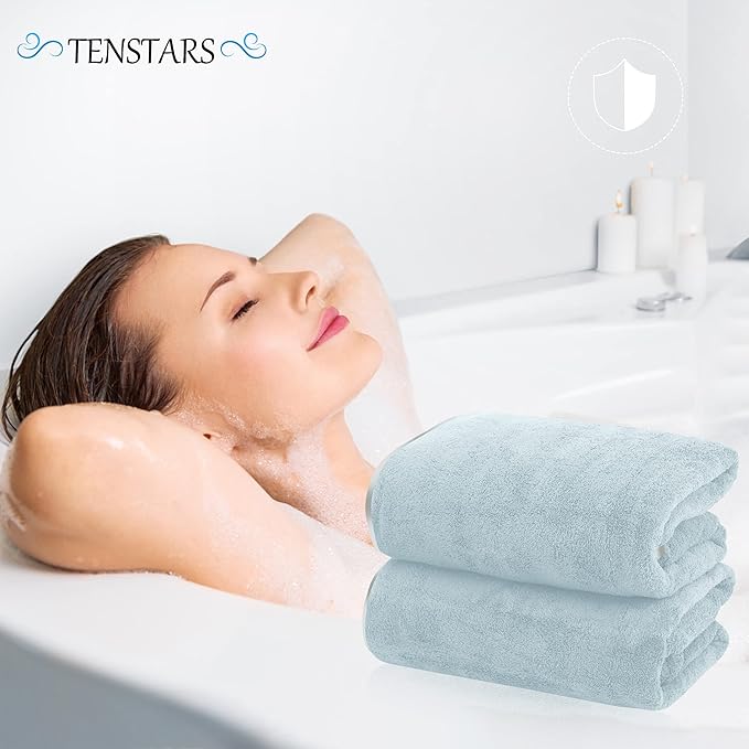 TENSTARS Silk Hemming Bath Towels