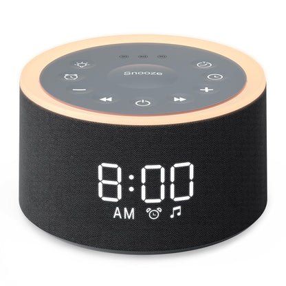 Dreamegg D1+ Sound Machine & Alarm Clock - Sound Machine for Sleep, White Noise Machine with 29 Soothing Sounds, Night Light, 0-100% Dimmable, White Noise Alarm Clock for Bedrooms Adults Baby, Black