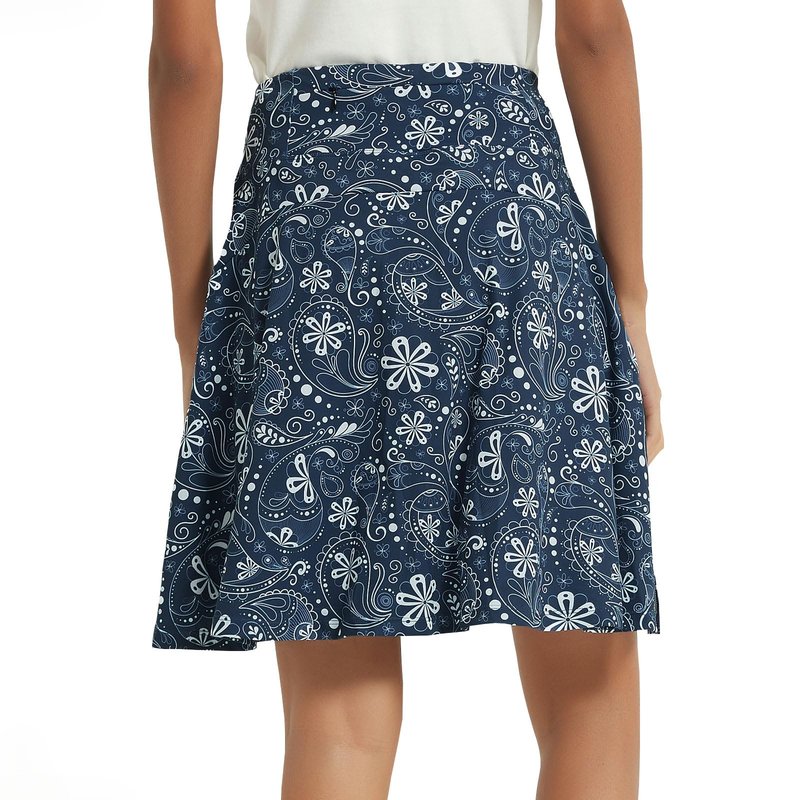 NOOYME 20" Skorts for Women Athletic Modest with Pockets Knee Length Tennis Golf Skirts (3XL,Navy Paisley)