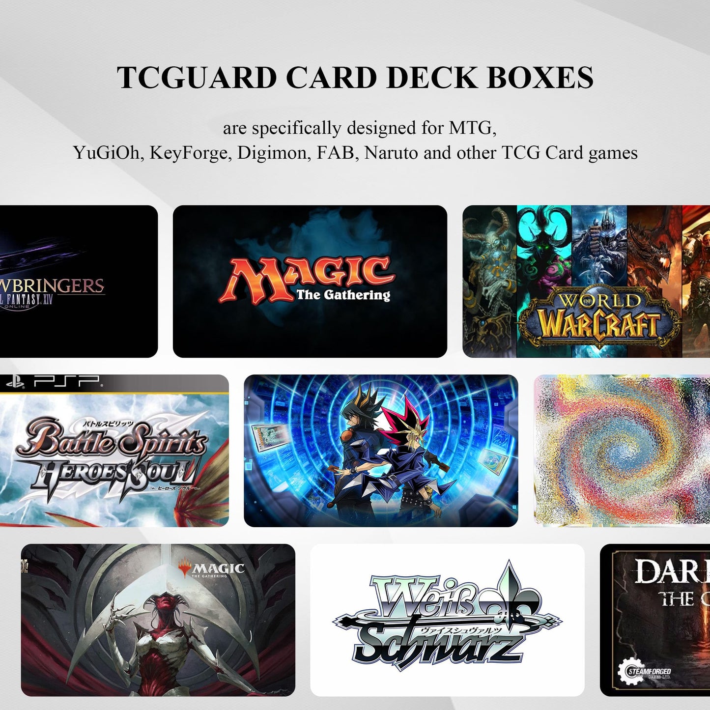 TCGUARD Card Deck Box for MTG Card Storage Box Holds 100 Plus Single Sleeved Cards, Microfiber Lining and Leather Card Box Compatible with Trading Card Games TCG, Yugioh Cards, etc. (Red)