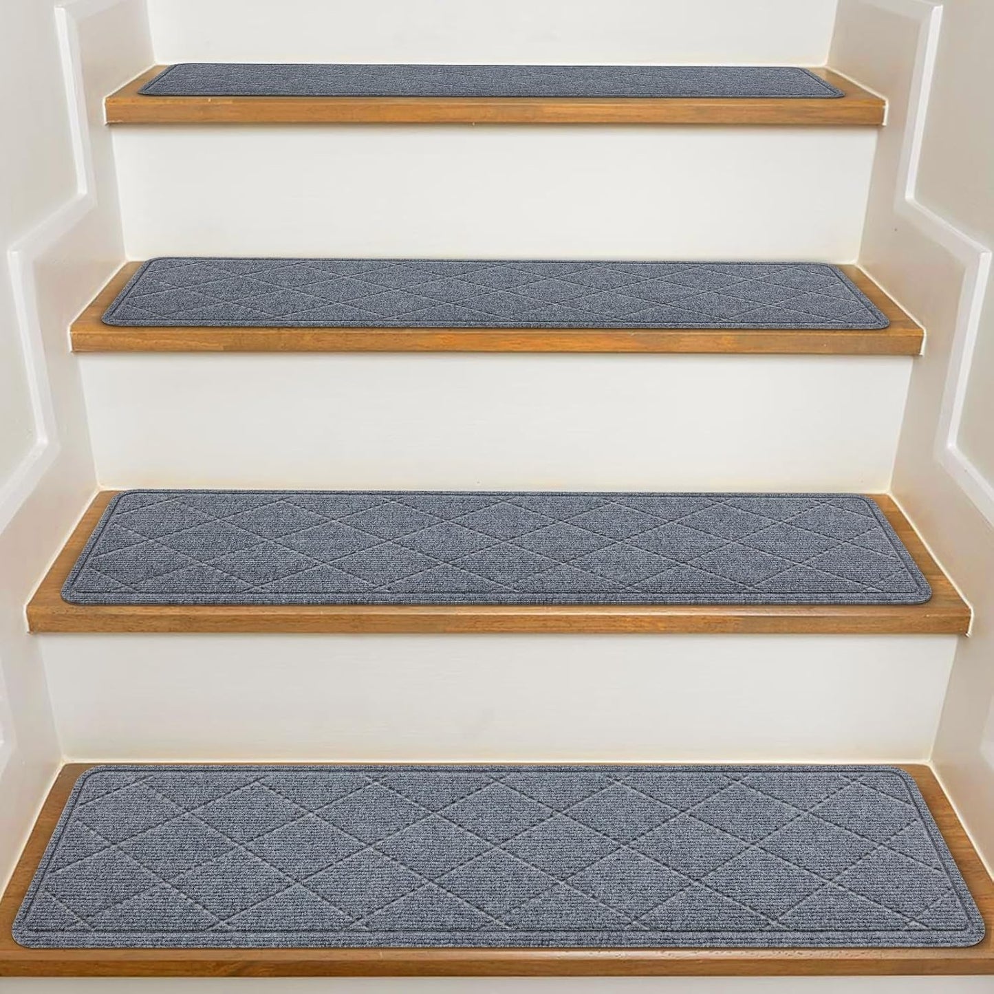 KOOTETA Stair Treads for Wooden Steps Indoor, 15 Pack 8" X 30" Non Slip Carpet Stair Treads with Reusable Adhesive for Elders and Dogs, Surface Polyester TPR Backing Stair Runner Rugs, Dark Grey
