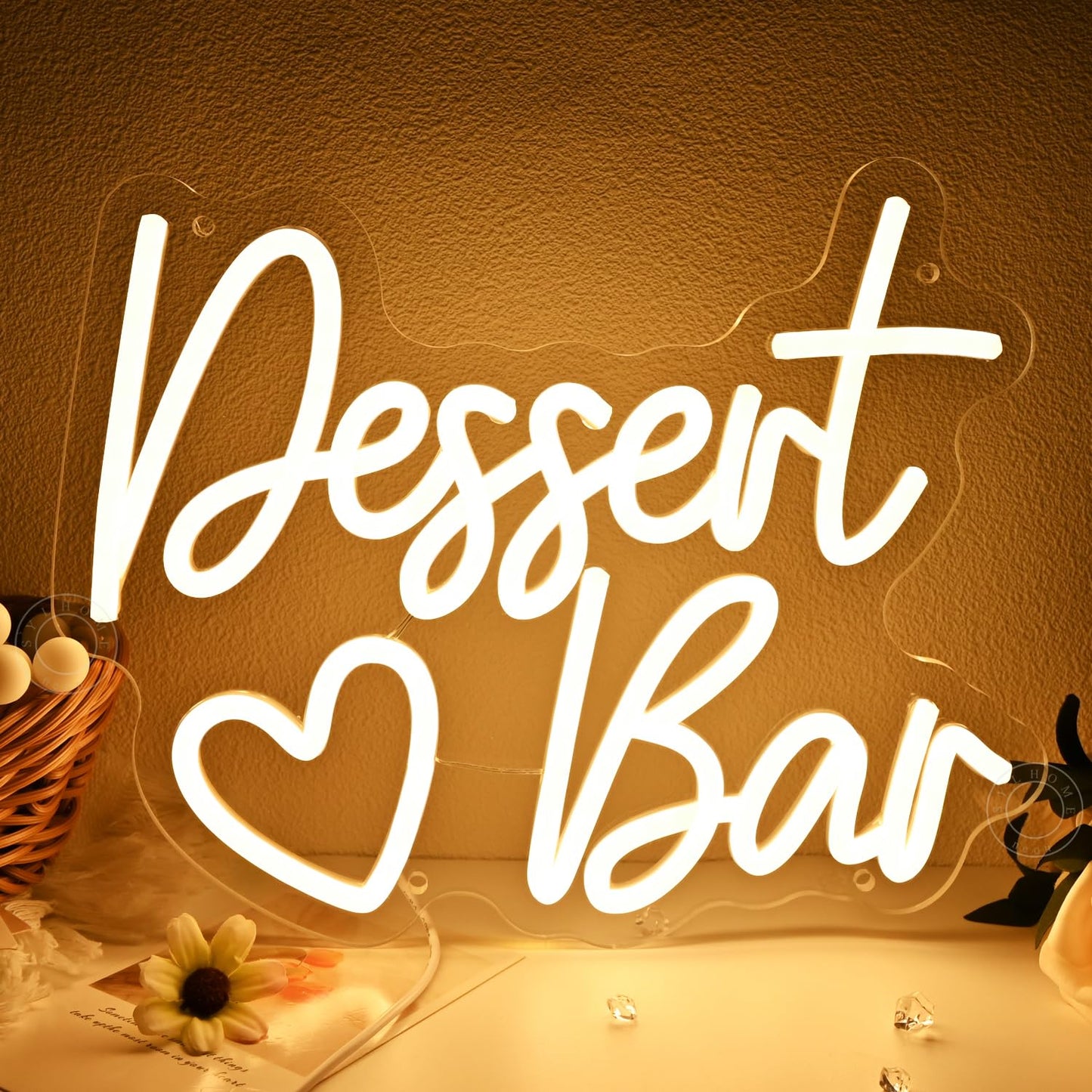 SYLHOME Dessert bar Led Neon Light Sign Home Candy Bar Snack Wall Sign Decor Wedding Birthday Christmas Party Decor Banner Gifts 11.81" X 9.33" USB