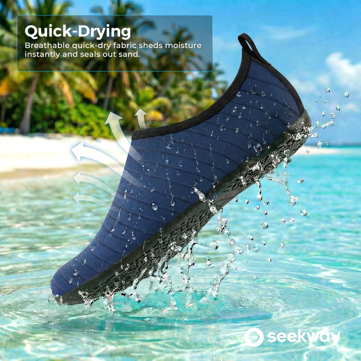 SEEKWAY Water Shoes Quick-Dry Aqua Socks Barefoot Non Slip for Beach Swim Yoga Pool Lake Surf Women Men Blue SK002(U)