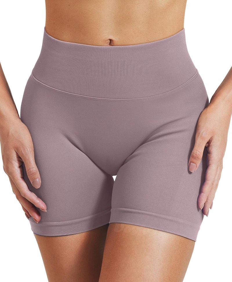 VOYJOY Women Workout Impact Shorts 2.5"/ 3.6"/ 4.5"/ 6" Scrunch Butt Lifting Gym Seamless Booty Biker Shorts Mocha