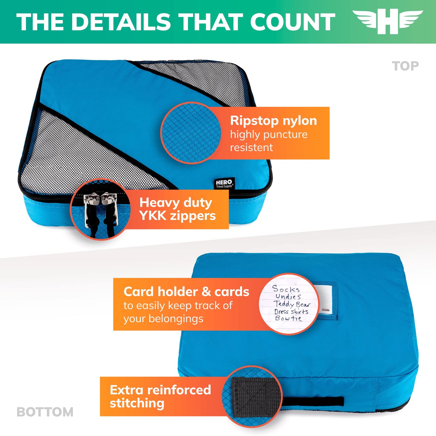 HERO Packing Cubes for Travel (Set of 5) Luggage Organizer with 2 Laundry Bags, Versatile Suitcase Organizer for Men & Women – Travel Accessories for Carry On, Airplane, Road Trip