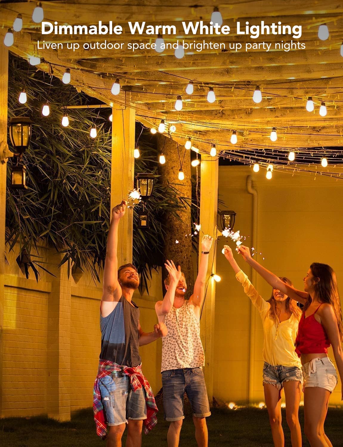 Govee Smart Outdoor String Lights H7021, RGBIC Warm White 96ft (2 Ropes of 48ft) LED Bulbs for Outdoor Decorations, WiFi Patio Lights Work with Alexa, Google, APP Control, IP65 Waterproof