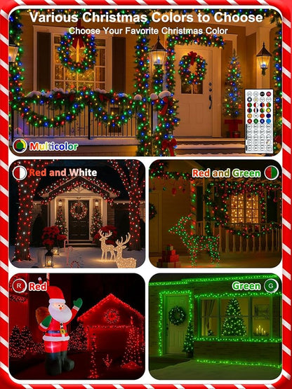 600LED Smart Color Changing Halloween Lights App Controlled, 208FT Waterproof RGB Xmas String Light Music Sync Multiple Modes, Christmas Lights with Remote & Timer Indoor Outdoor Halloween Decorations