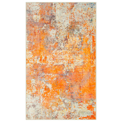 Lahome Modern Abstract Area Rug - Soft 3x5 Rugs for Bedroom Washable Living Room Entryway Rug, Contemporary Non Slip Indoor Accent Carpet for Nursery Office Kitchen Bathroom, Orange/Yellow