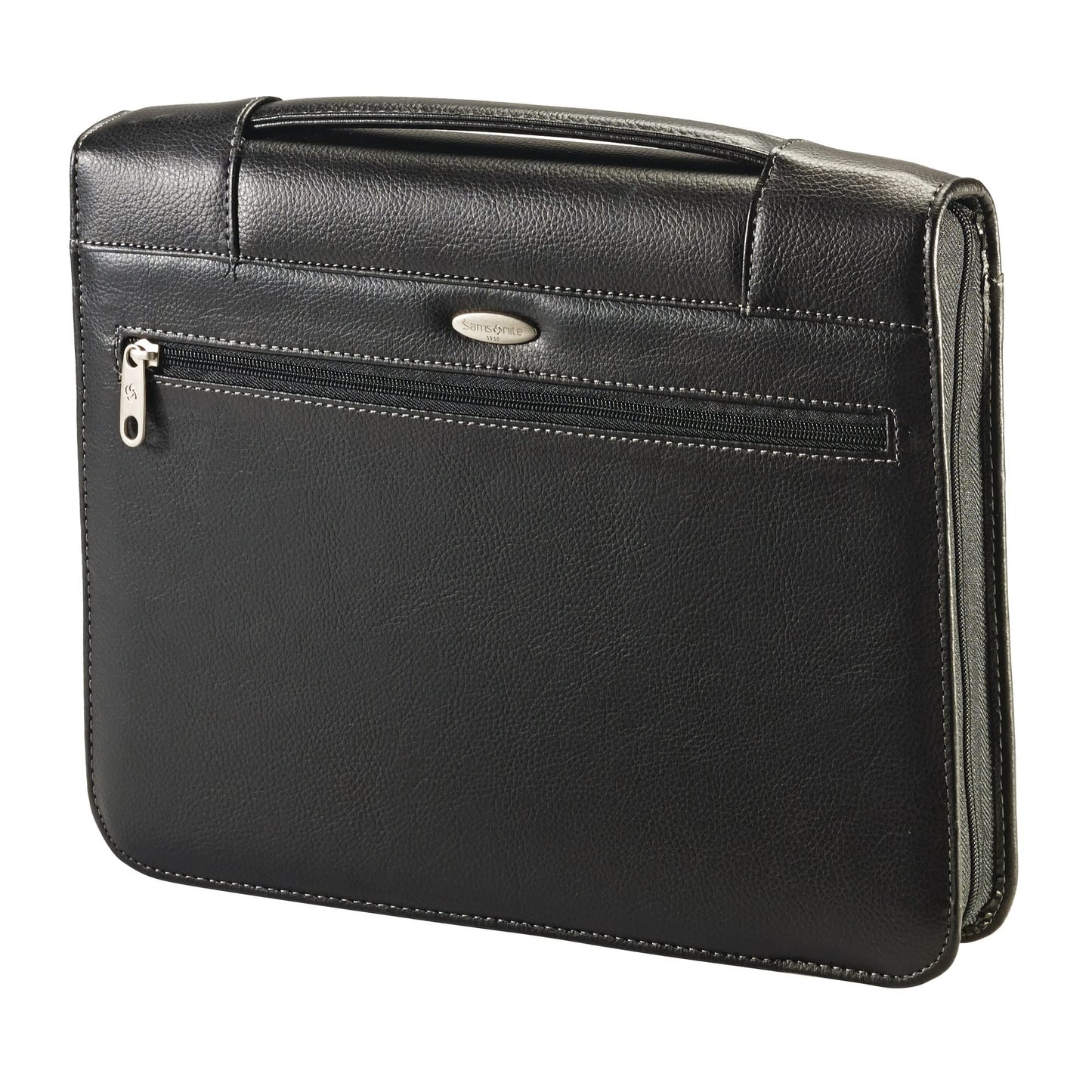 Samsonite® Zip-Around Vinyl 3-Ring Padfolio, 12 1/2" x 13 3/8" x 2 1/4", black