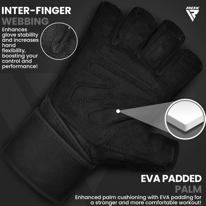RDX Weight Lifting Gloves - Wrist Support & Anti-Slip Palm for Fitness Training | 50 CM Straps, Breathable Design