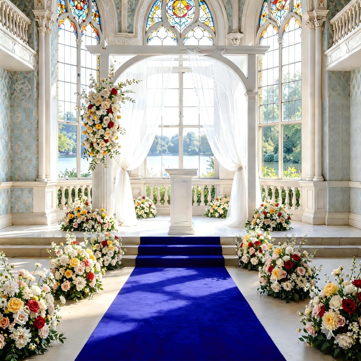 Blue Aisle Runner for Wedding Ceremony 48" x20FT Wedding Aisle Runners Royal Blue Velvet Runners Carpet Runner for Event Party Runner Floor Aisle Birthday Runway for Rug Walkway Prom Decorations