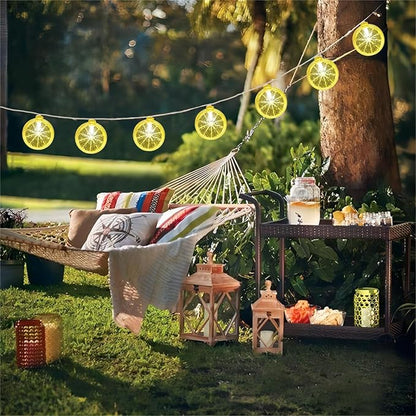 8.5FT LED Lemon String Lights, Plug in Summer Fairy Lights with 10 Lemon Slicer Lights, Novelty Decorative String Lights for Indoor & Outdoor, Bedroom Garden Patio Party Wedding Décor