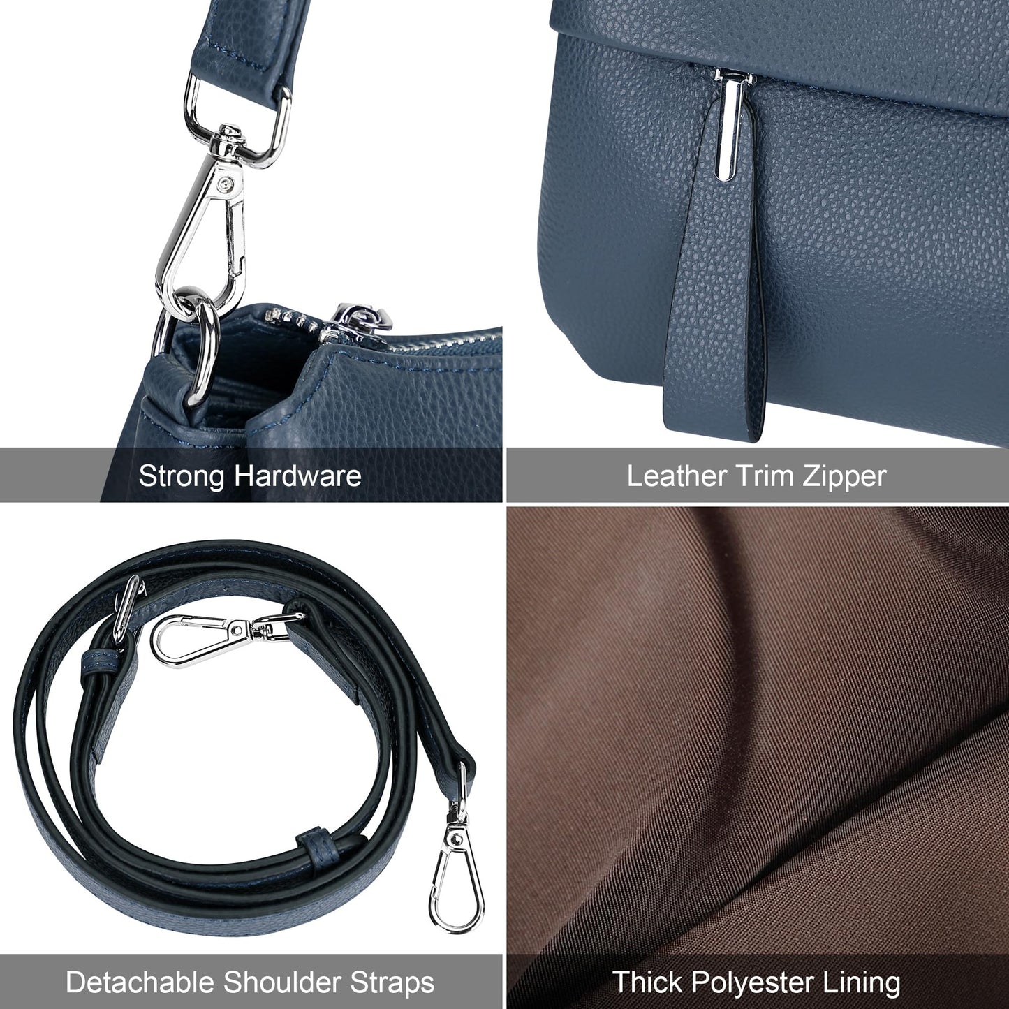 Over Earth Genuine Leather Handbags for Women Crossbody Bag Ladies Shoulder Hobo Purse Small(O111-2E Indigo Blue)
