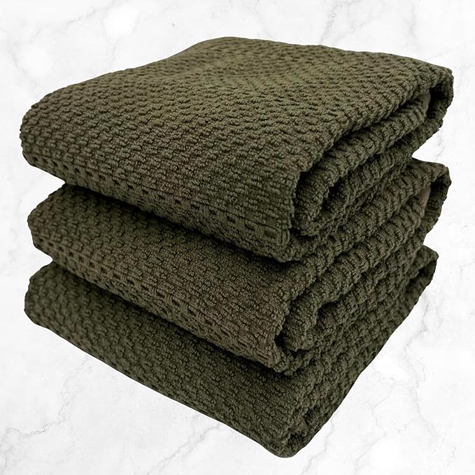 Serafina Home Olive Green Kitchen Hand Dish Towels: Oversized 28" x 18"