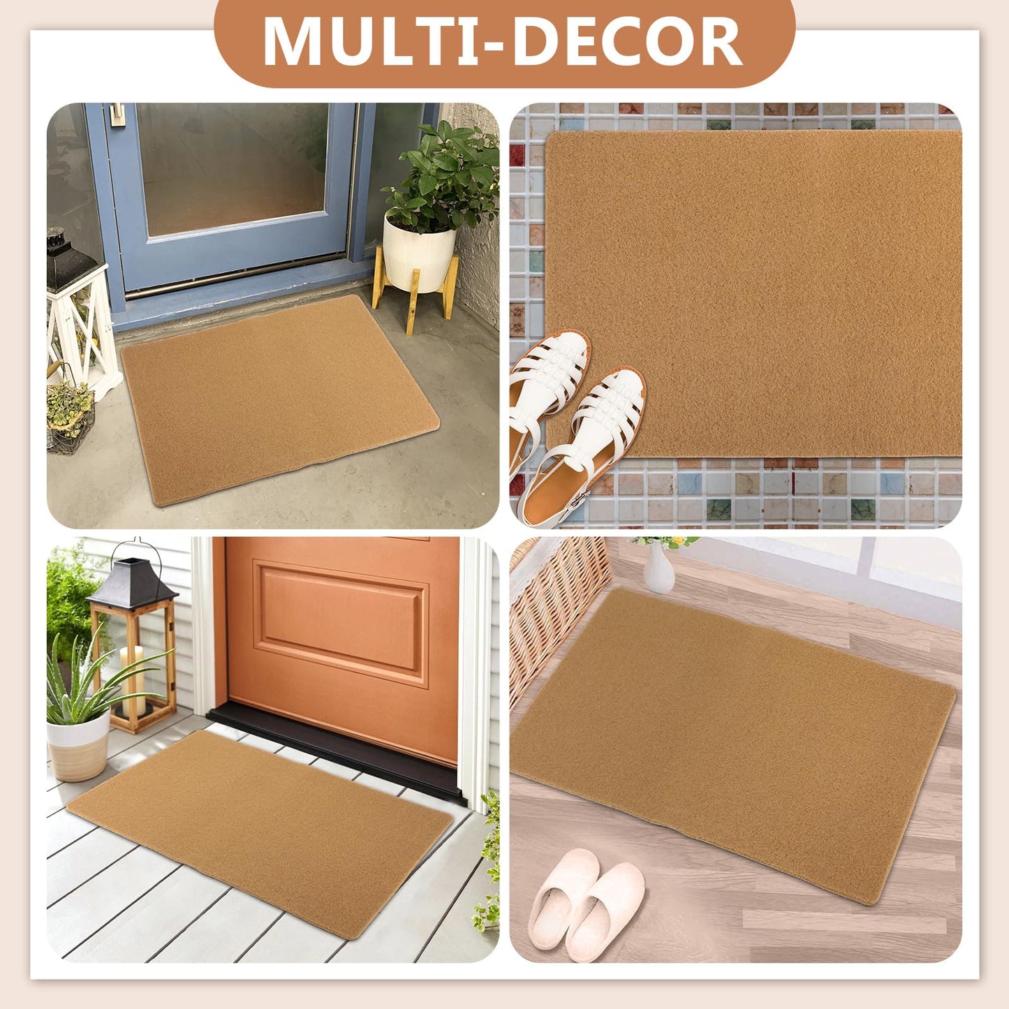 Tinideya 3 Pcs Coir Doormat with Heavy Duty Backing, Blank Welcome Doormat for Outdoor Indoor Entryway - Non-Slip Backing Easy to Clean Front Door Mat for Porch, Mudroom & Garage (35 x 23.6 Inches)