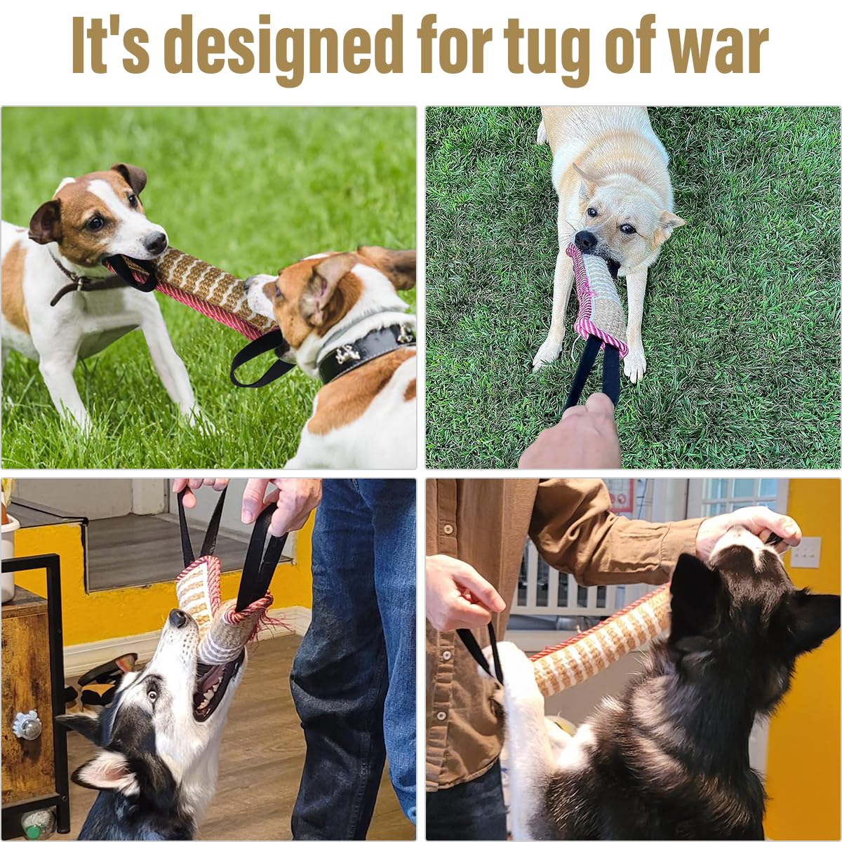 Storystore Dog Tug Toy Dog Training Bite Pillow Jute Bite Toy - Best for Tug of War, Puppy Training Interactive Play - Interactive Toys for Small and Medium Dogs (Striped, 11.8" x 3.15")