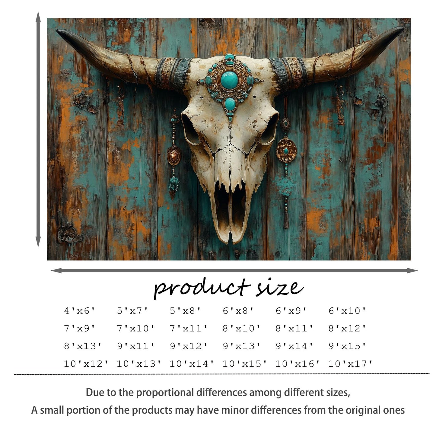 Southwestern Cow Skull Area Rug, Western Aztec Bull Skull Rug, Aztec Tribal Rugs, Native American Rugs, Moroccan Navajo Tribal Carpet for Living Room Bedroom (5' x 7'(Rectangular))