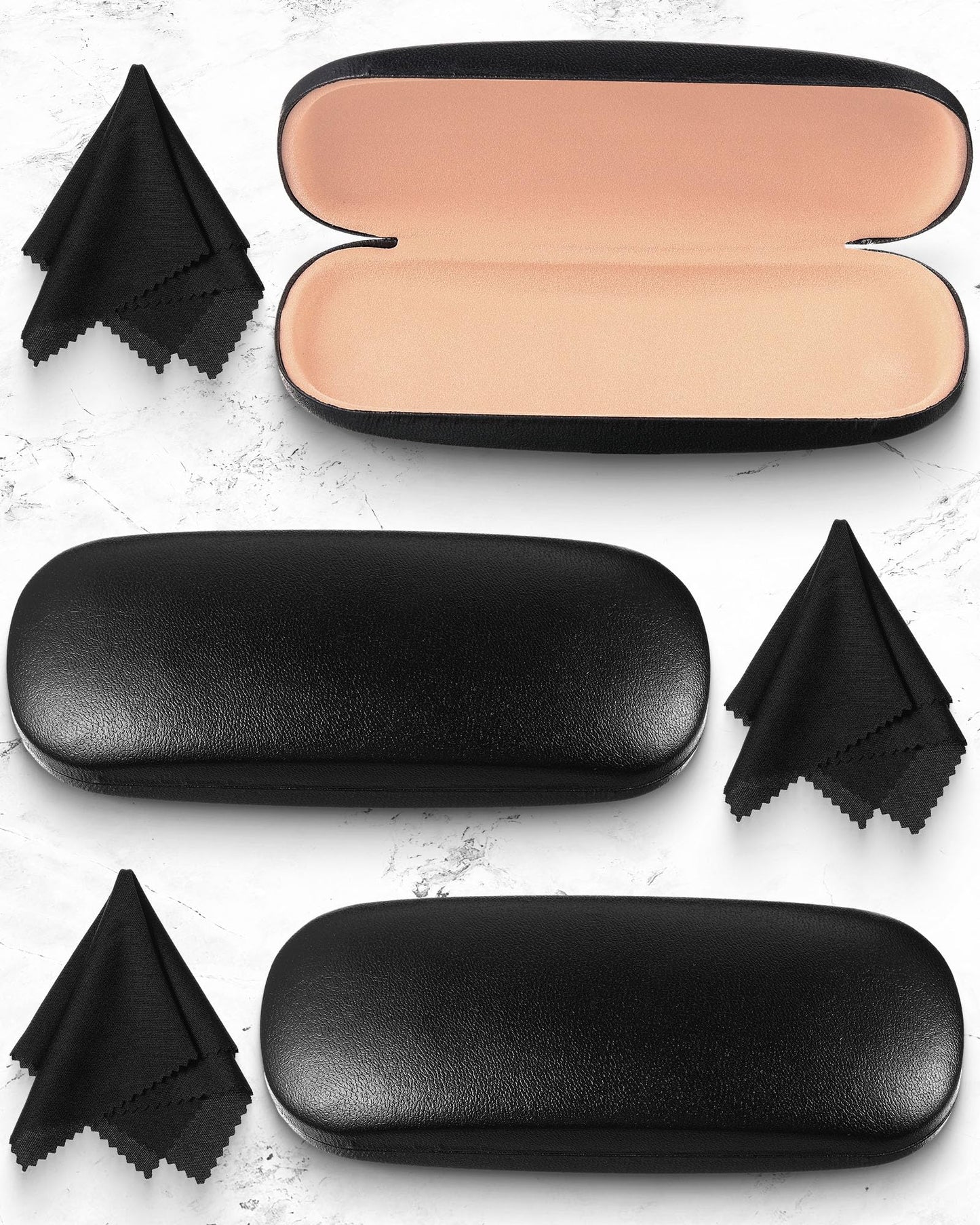 Flutesan 18 Pieces Hard Shell Sunglasses Case Eyeglasses Cases Pocket Glasses Box with Cleaning Cloth (Black)