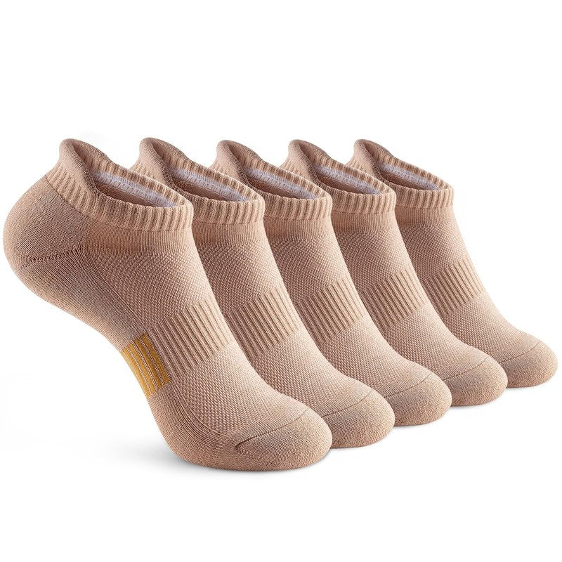 Gonii Ankle Socks Womens Running Athletic No Show Socks Cushioned 5-Pairs Nude