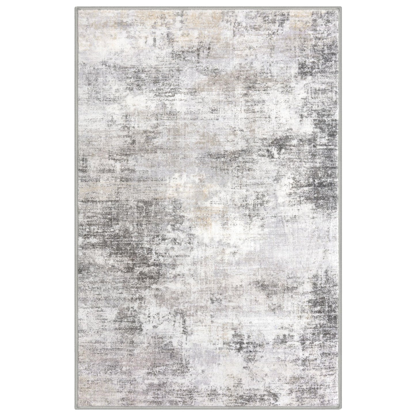 IOHOUZE Small Abstract Area Rug 2x3 Ft Entryway Rugs Washable Door Mat Indoor Entrance, Rubber Backed Throw Rugs, Printed Faux Wool Non Slip Floor Carpet for Foyer Front Door Sink, Grey Beige