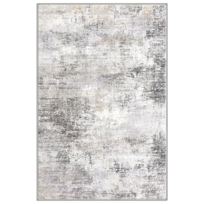 IOHOUZE Small Abstract Area Rug 2x3 Ft Entryway Rugs Washable Door Mat Indoor Entrance, Rubber Backed Throw Rugs, Printed Faux Wool Non Slip Floor Carpet for Foyer Front Door Sink, Grey Beige