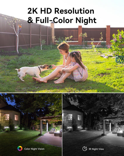 LIWAN Solar Security Cameras Wireless Outdoor, 360° View PTZ Camera for Home Security, 2K HD Color Night Vision, AI Human Detection, IP66 Weatherproof, 2.4GHz WiFi Only
