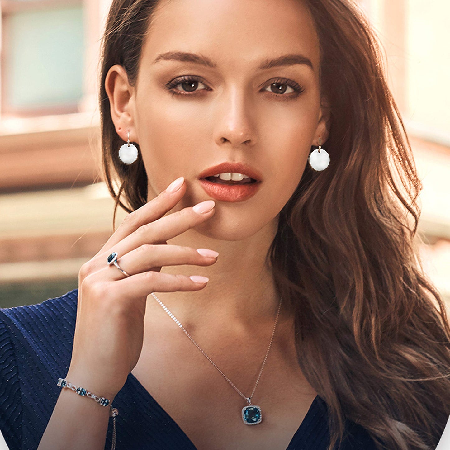 925 Sterling Silver Circle Disc Dangle Drop Earrings for Women Lightweight Small Round Hoop Statement Earrings Minimalist Jewelry
