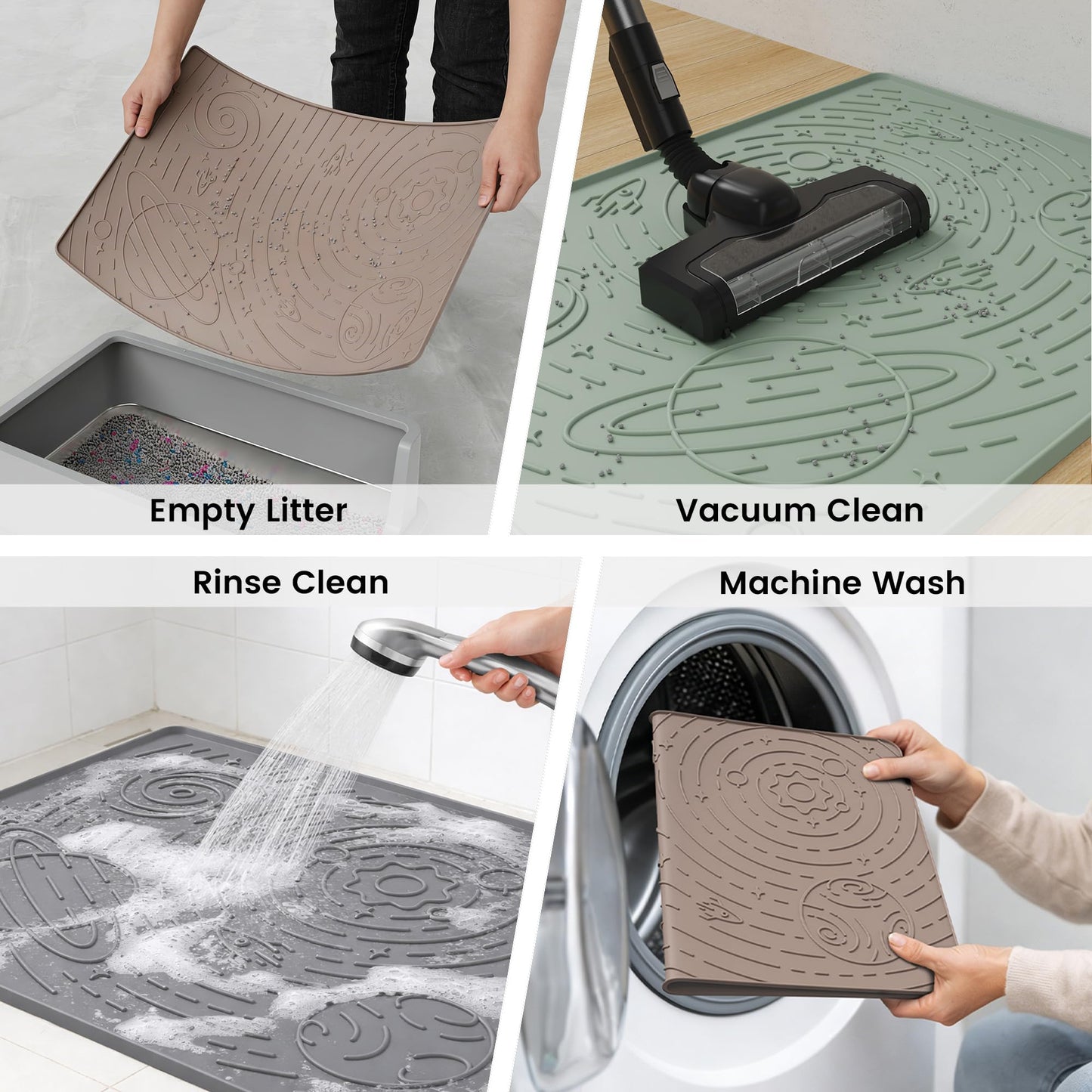 OHMO Cat Litter Mat Large Litter Box Mat, 31.5x23.6 Sage Green, Premium BPA-Free Silicone Rubber Kitty Litter Mat for Litter Box, High Edge Scatter Control Non-Slip Waterproof Litter Trapping Mat