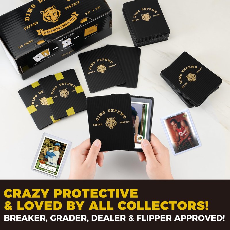Ding Defend 110 Pack Trading Card Protectors - Hard Plastic Slab - Tiger Design - 3.5 x 4.5 Inches