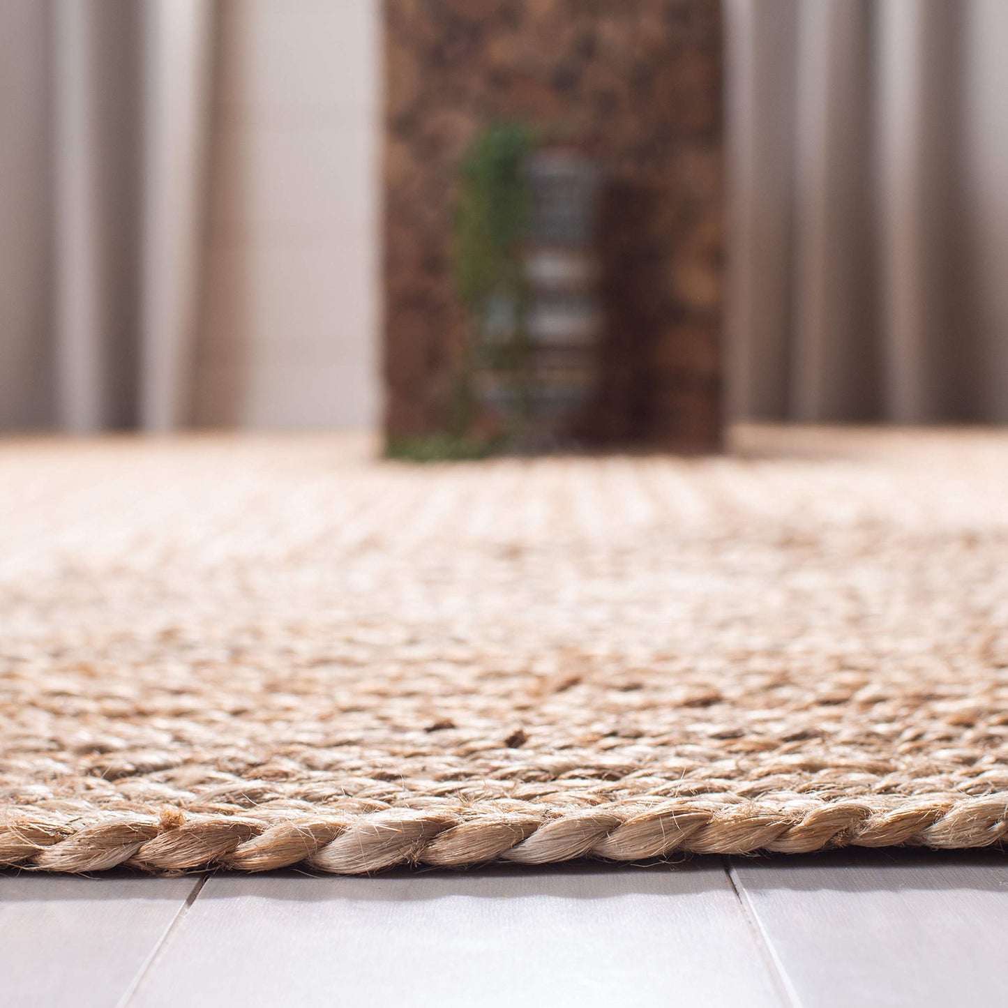SAFAVIEH Area Rug 7' Square - Cape Cod Collection- Natural Brown, Handmade Braided Flat Weave Jute (CAP252A)