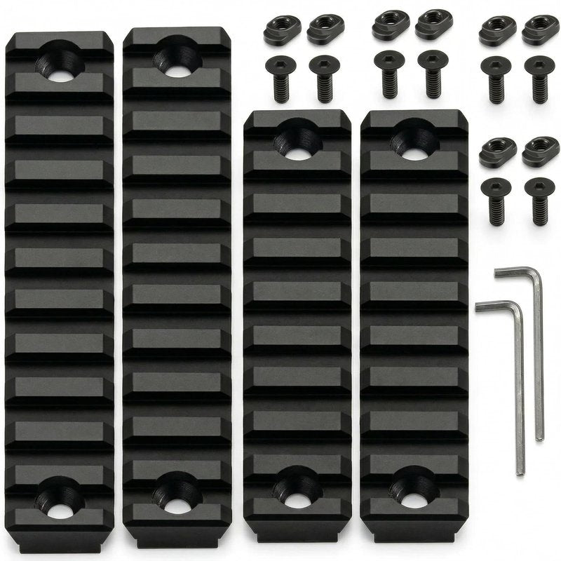 Gotical 9 Slots and 11 Slots Rail Section for M Lok Handguard Eleven Slots Rail Picatinny Rail (2 Pieces 9 Slot, 2 Pieces 11 Slot)