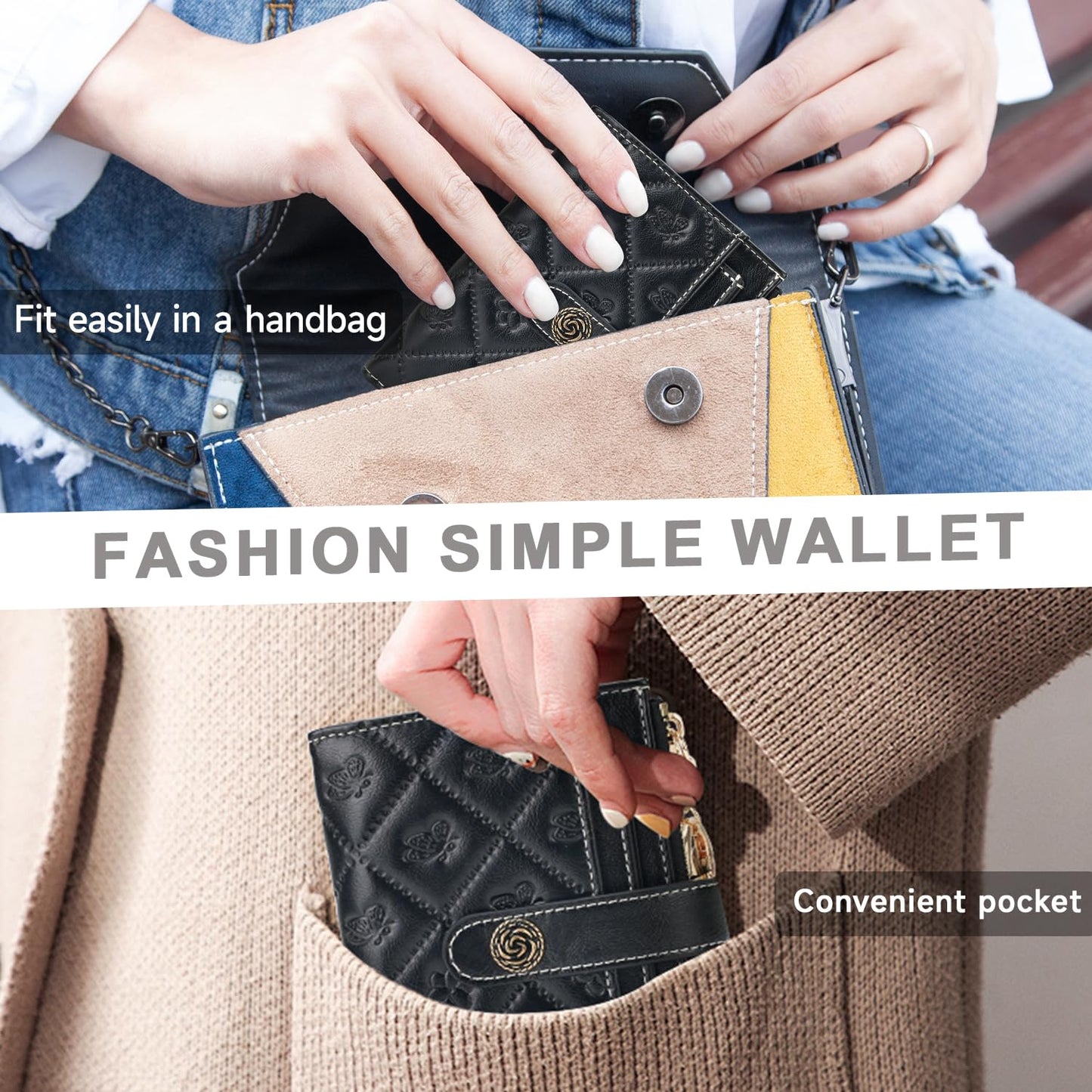 KITEVIUN Small RFID Wallet Women Ultra Thin Slim Womens Wallet Compact Bifold Pocket Ladies Wallets for Women With Zipper Coin Pocket